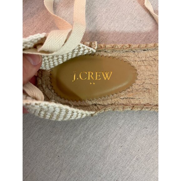 J. Crew Womens Beige Espadrille Flats With Lace-Up Ankle Straps Size 9.5 - Picture 5 of 7